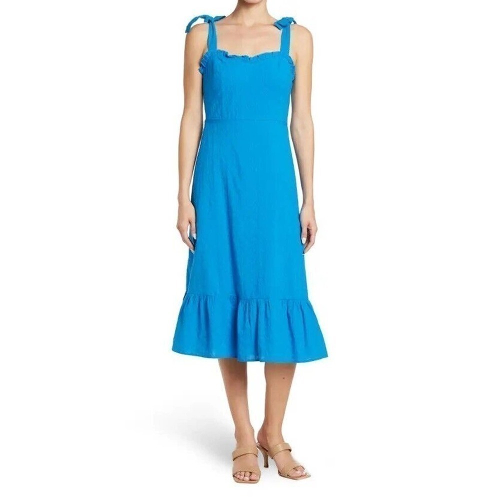 NSR Eyelet Tie Strap Midi Dress
